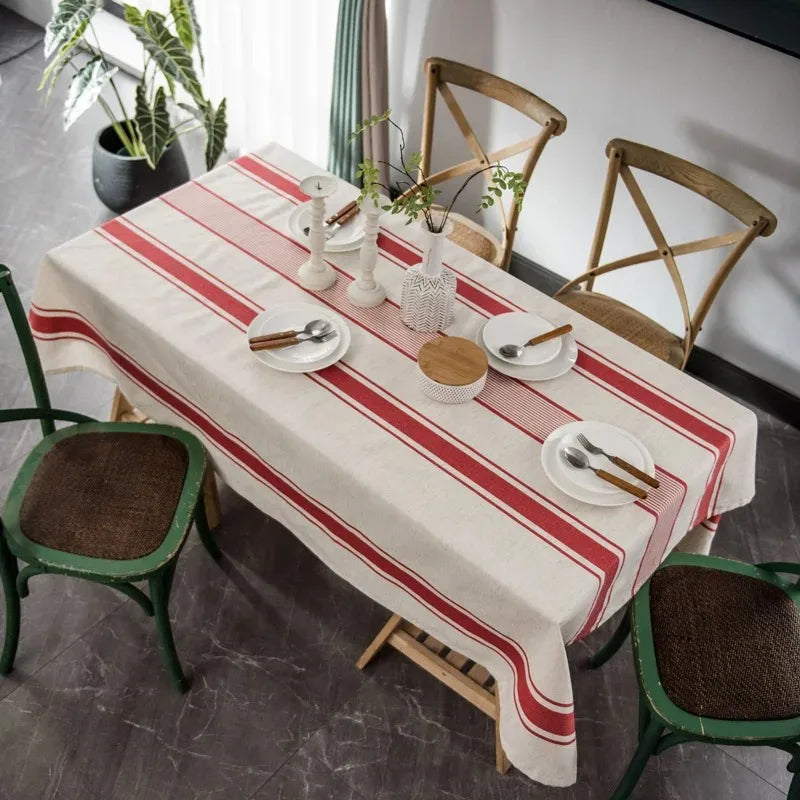 nappe rayée coton lin imperméable extérieur maison fête noël nouvel an halloween classique