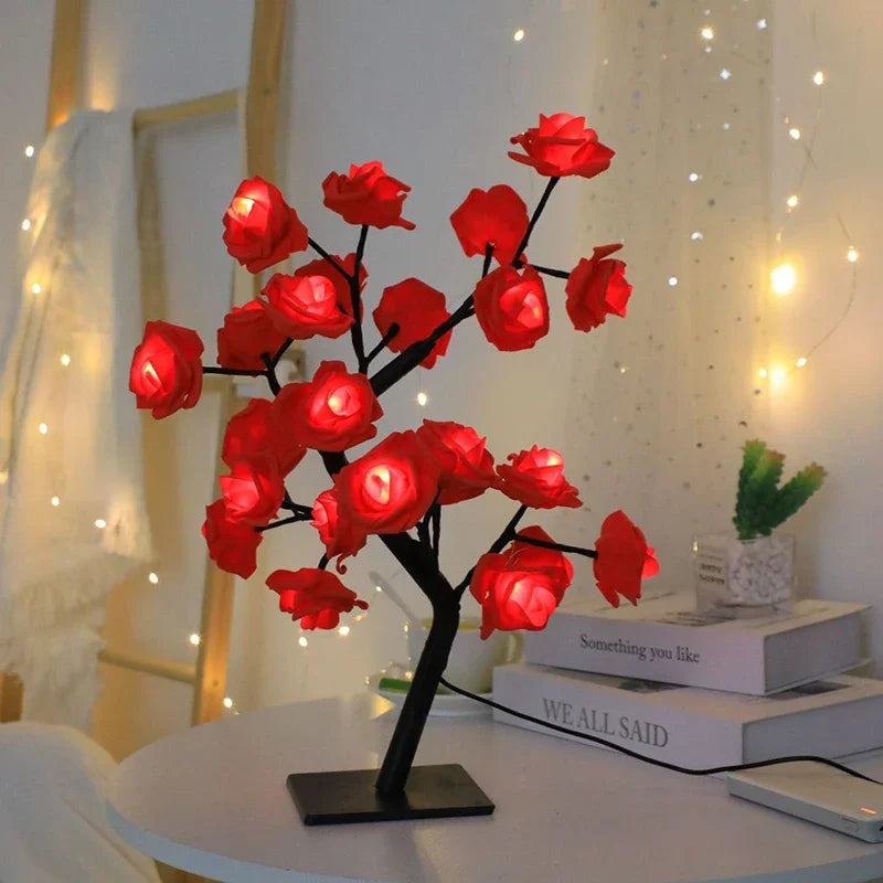 veilleuse arbre fleurs lumineuses rose contemporaine minimaliste chambre vacances decoration