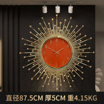 horloge murale moderne ornementale aiguille métal ornement solaire salon or
