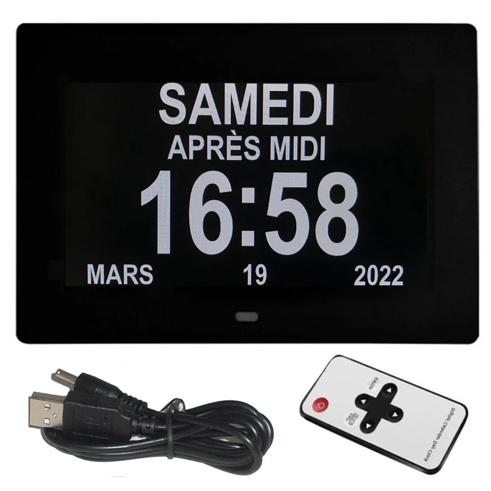 horloge numérique affichage led date heure alarmes télécommande multilingue minimaliste moderne