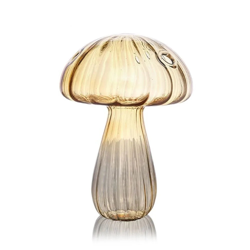 vases champignon moderne transparent rayures verticales marron rose vert rouge bleu orange