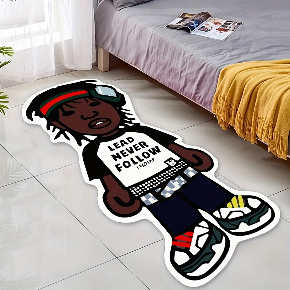 tapis personnalisé dessin animé moderne noir blanc rouge vert bleu gris beige