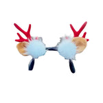couronne cerf rouge marron blanche peluche crochetée festive élastique pompons fleurs artificielles