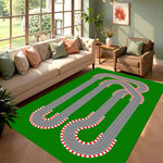tapis moderne route course fleur vert gris blanc rouge bleu adhésif salon chambre decoration