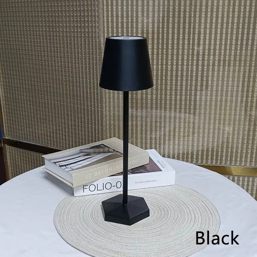 lampe table led rechargeable sans fil veilleuse tactile moderne noir bleu clair doré marron