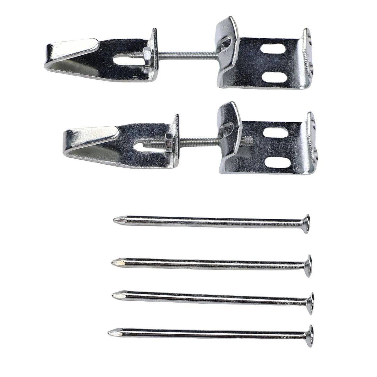 supports clips métalliques argentés lisses industriels vis tableaux miroirs objets art fixations robustes