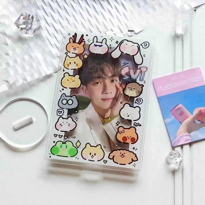 cadre photo transparent moderne clips motifs animaux don't touch police rouge blanc bleu rose