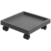support pots fleurs roulettes carré noir texturé minimaliste utilitaire hauteur 9.5cm côté 29cm