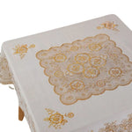 nappe table blanche dorée floral élégante réutilisable coton polyester 134cm 134cm farmhouse modernescriçãoption