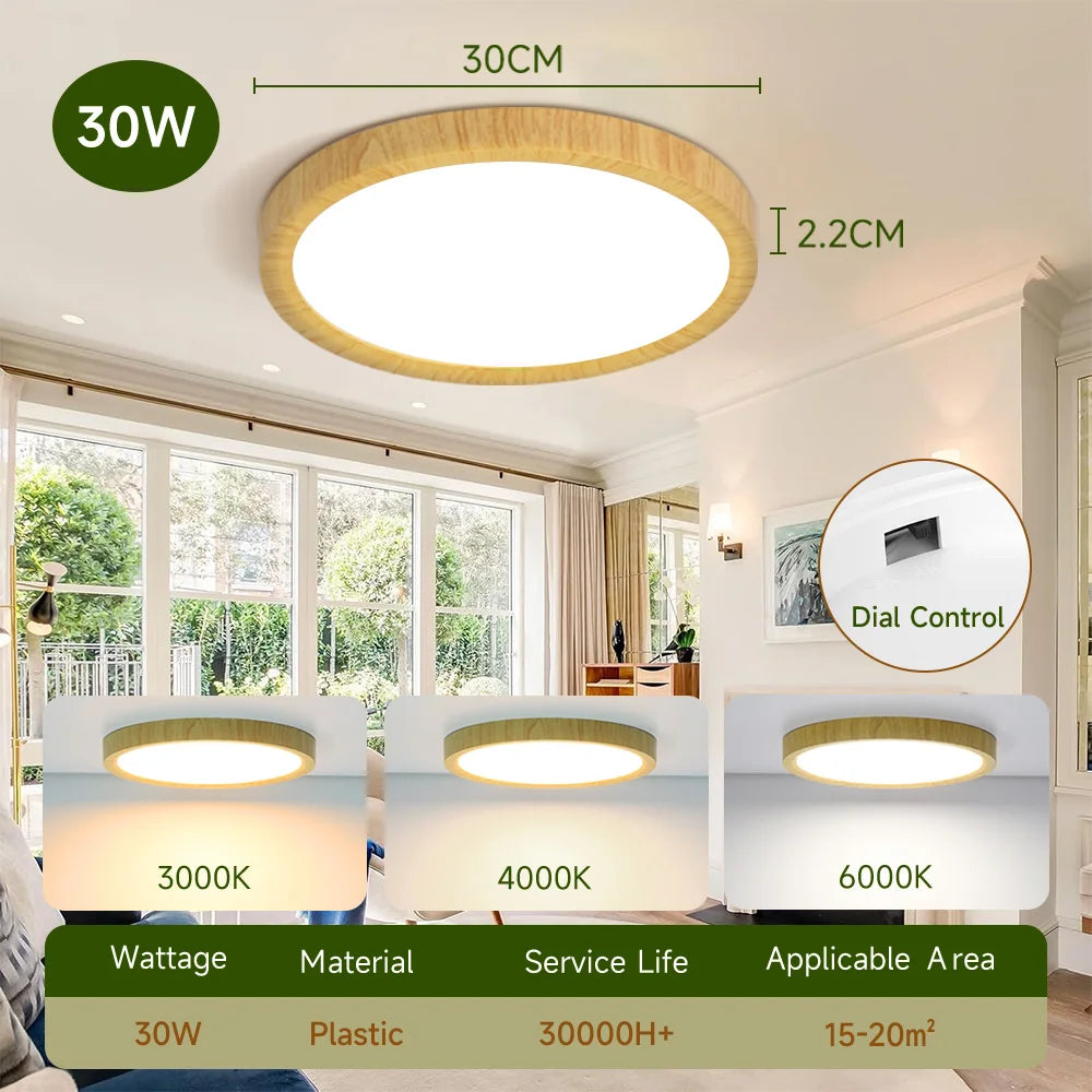 lampe grain bois led moderne blanc naturel 220v 20w 30w 40w
