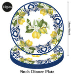 vaisselle jetable assiettes gobelets serviettes motif floral citron anniversaire mariage festive
