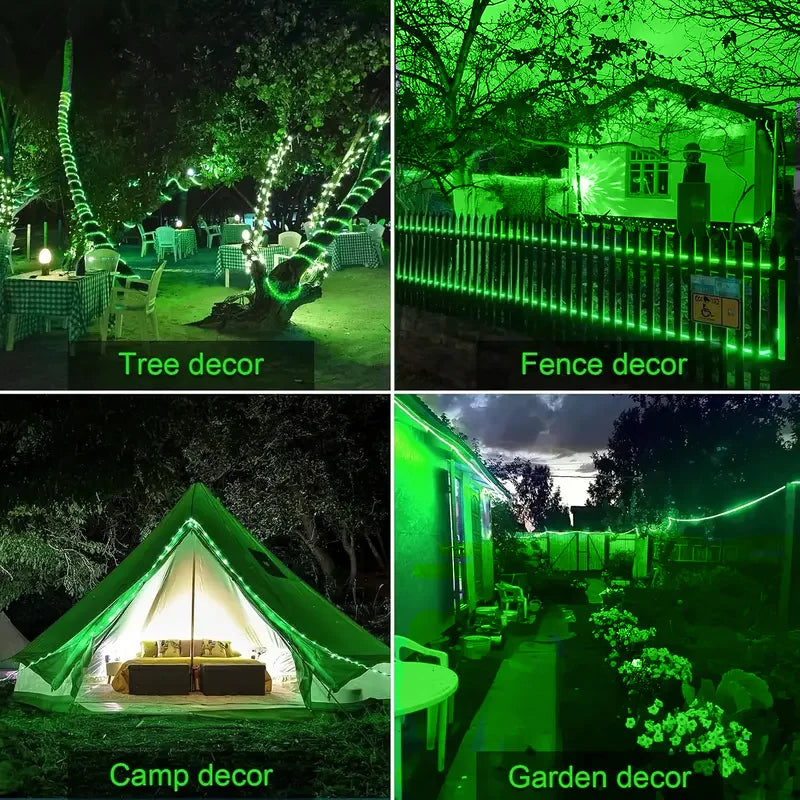 guirlande lumineuse solaire vert moderne 100 led 12m clignotante extérieure