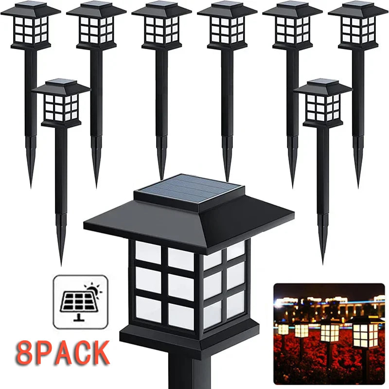 lumière solaire extérieure classique noir carreaux blancs stake jardin pack led imperméable ip65