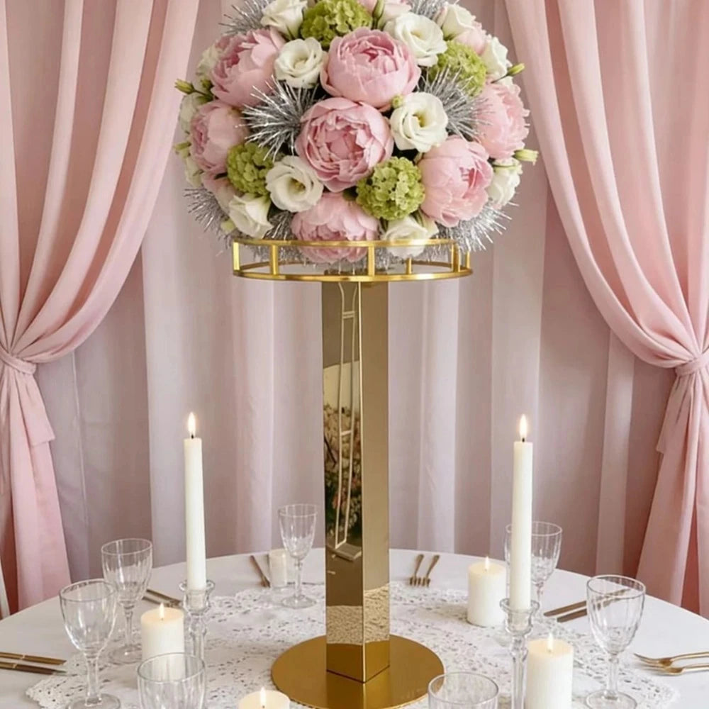 support floral arche métal doré moderne décoration mariage fête centre table intérieur extérieur