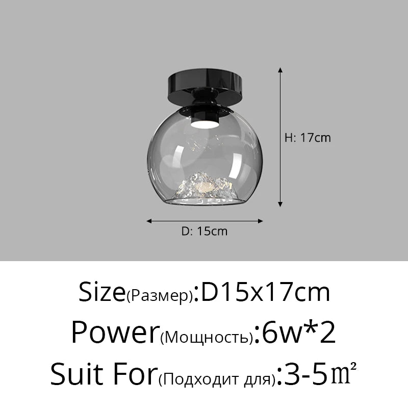 lustre suspension moderne verre transparent noir plusieurs globes led salon salle manger intérieur