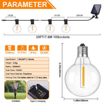 guirlande lumineuse solaire filaments apparents 15m 25 ampoules edison suspendue extérieure