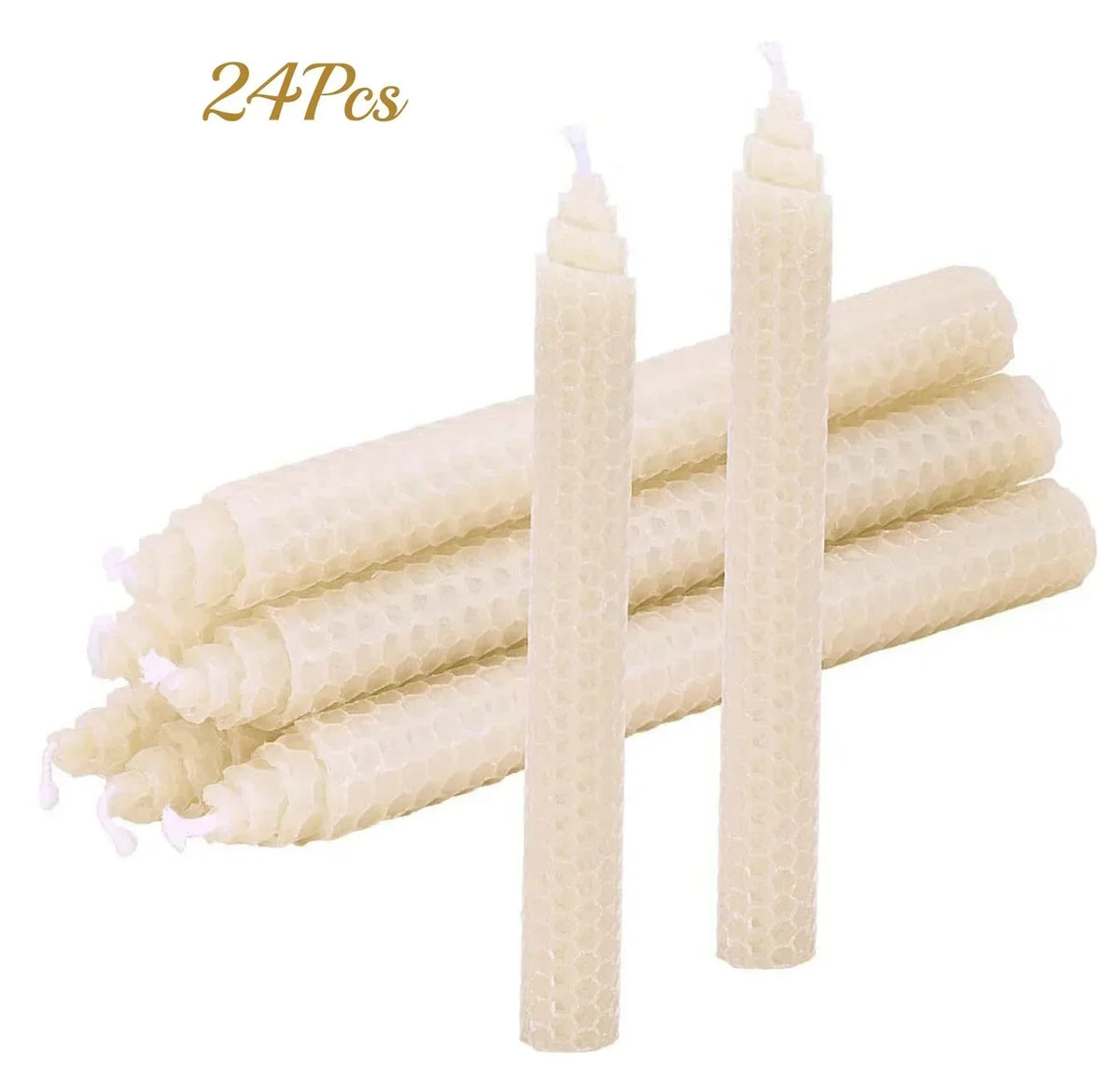 bougies coniques cire d'abeille hexagone jaune sans fumée decoration table classique maison