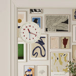 horloge murale moderne double face circulaire quartz résine aiguille rouge blanc minimaliste