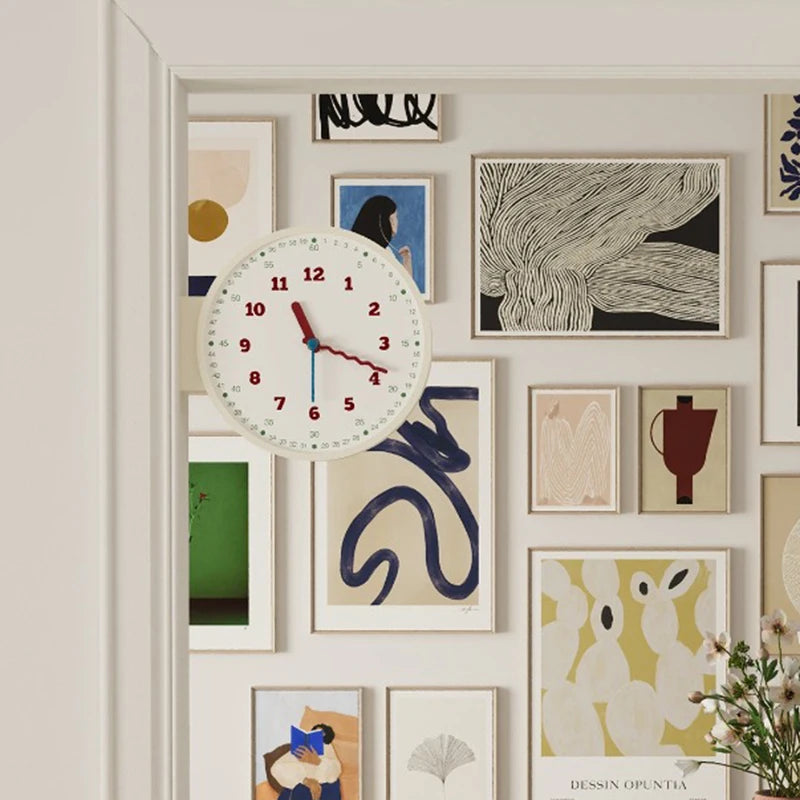 horloge murale moderne double face circulaire quartz résine aiguille rouge blanc minimaliste