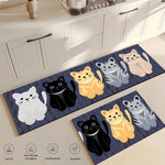 tapis cuisine antidérapant motif chatons colorés moderne sol maison salon bleu foncé