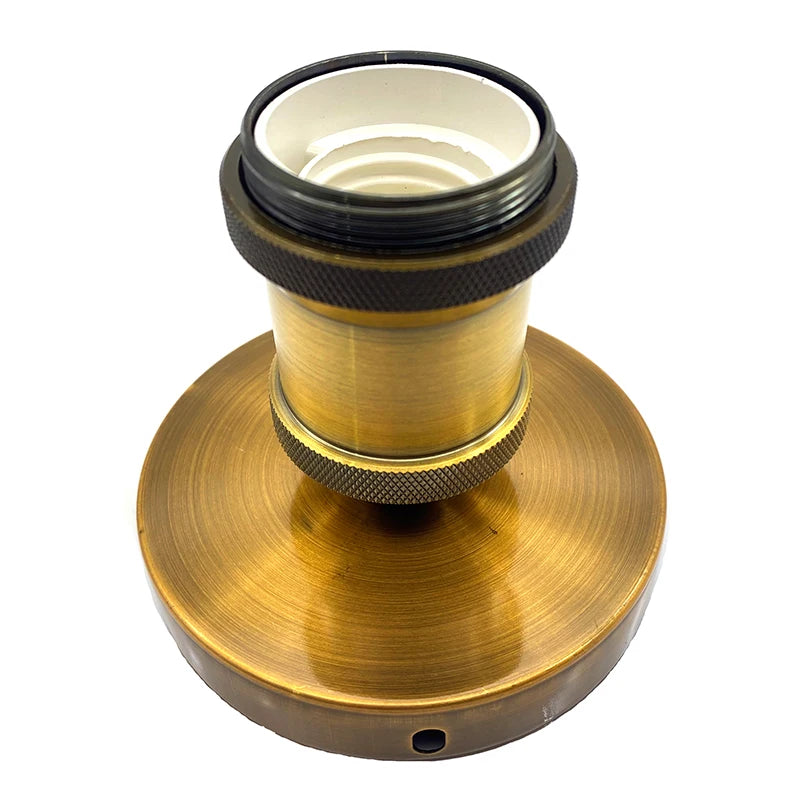 support ampoule vintage or cuivre noir moderne inclusion vis écrous câbles bronze golden