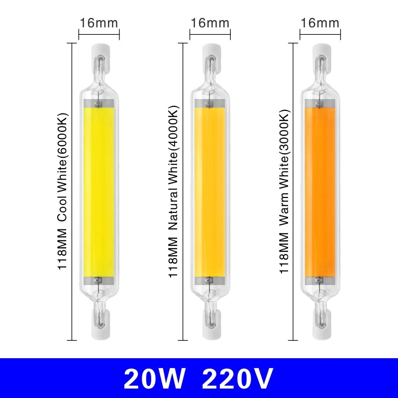 ampoules led cob blanc chaud 2700k 3500k 10w 20w 78mm 118mm moderne transparentes