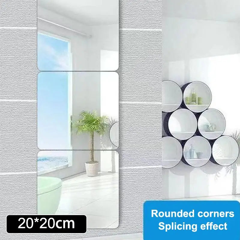miroir mural transparent moderne adhésif vinyle décoration chambre coucher DIY