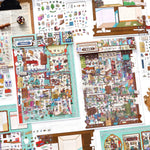 sticker maison repositionnable feuilles stickers illustrations détaillées miniature ambiance chaleureuse animaux meubles plantes objets