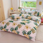 housse couette ensemble 60 pièces microfibre polyester motifs floraux blanc vert jaune rouge moderne
