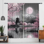 rideaux japonais cerisiers fleuris deux panneaux polyester moderne intérieur décoration zen chambre salon
