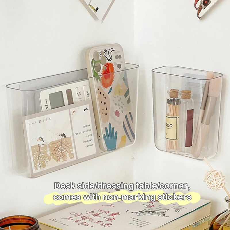 rangement mural adhésif transparent organisation outils cosmétiques calendrier chargeur stylos boîte crayons moderne pratique