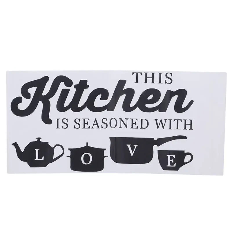 autocollants muraux décoration noirs théière casserole tasse love typographie maison restaurantscrição