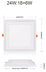 Panneau led double couleur blanc bleu rond carré moderne intégré 110V 220V 6W 9W