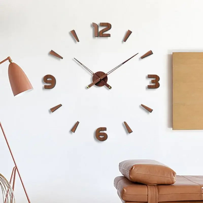 horloge murale moderne minimaliste quartz marron noir doré aiguille simple face unique