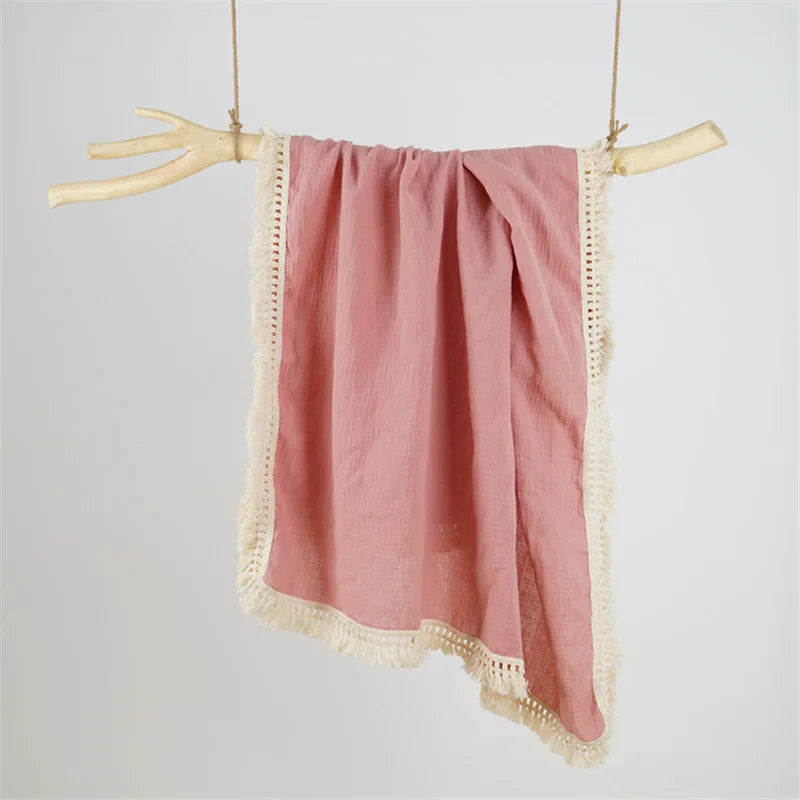 couverture bébé coton géométrique rose clair jaune bleu beige moderne douce bébé enfant tranches