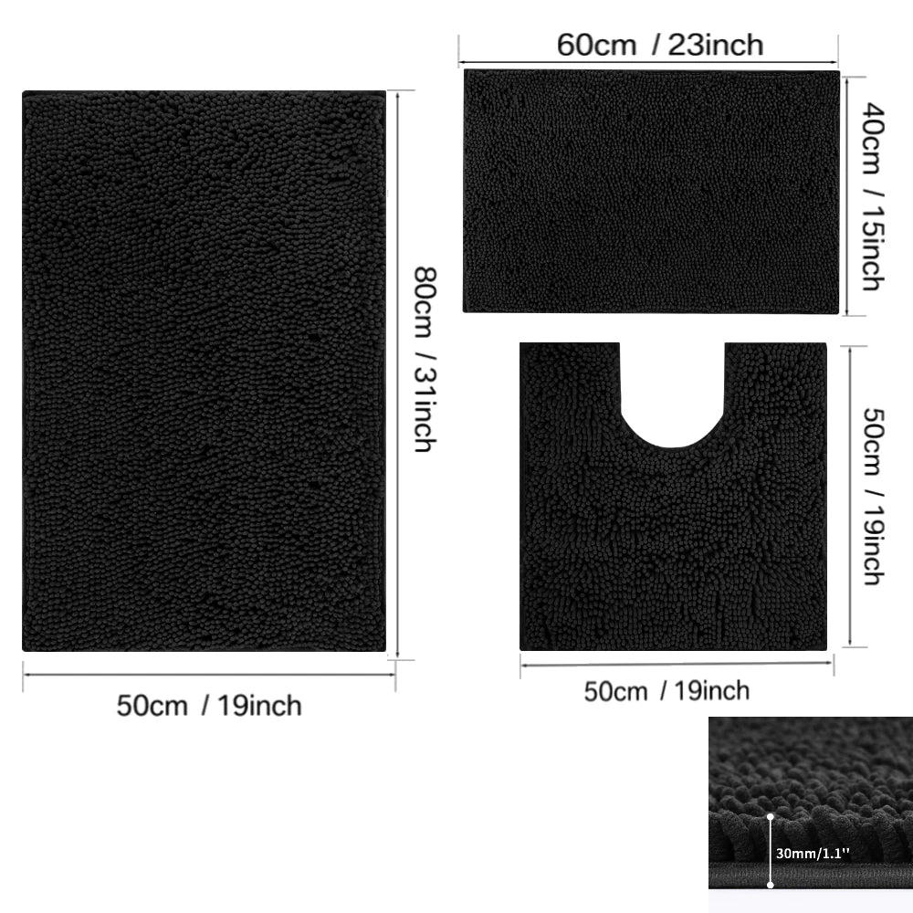 ensemble tapis bain chenille doux absorbant secage rapide motif rayures salle bain