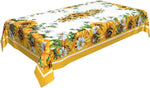 nappe rectangulaire fleurs tournesols printemps réutilisable polyester moderne table manger blanc jaune vert bleu