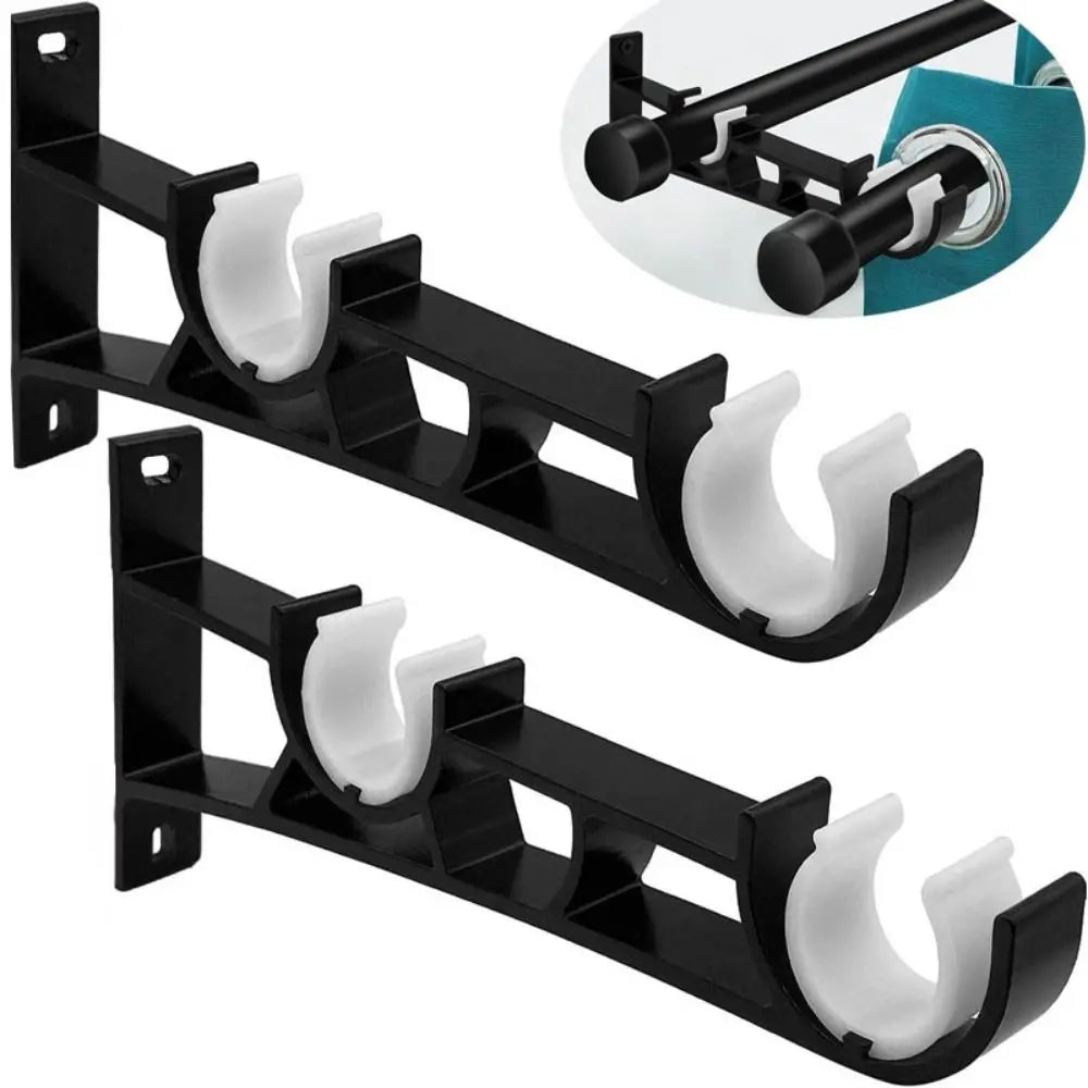 supports rideaux double tringle moderne noir blanc fixations murales tringles anneaux durables