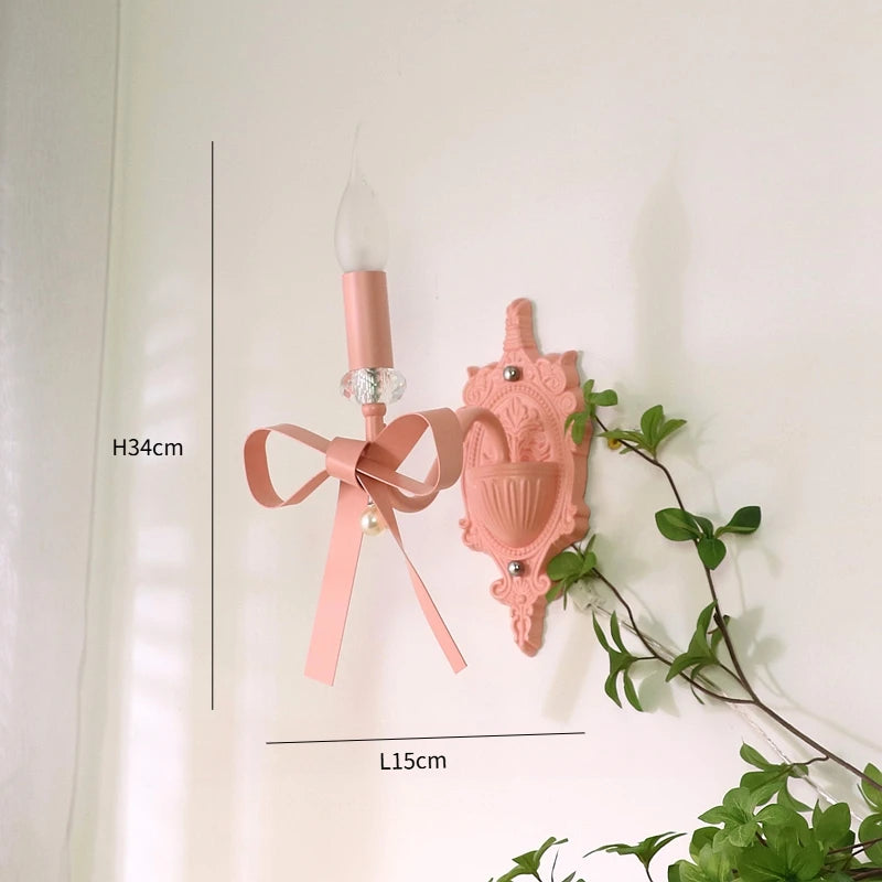 lustre rose clair rubans cristal vintage chic chambre enfant led moderne