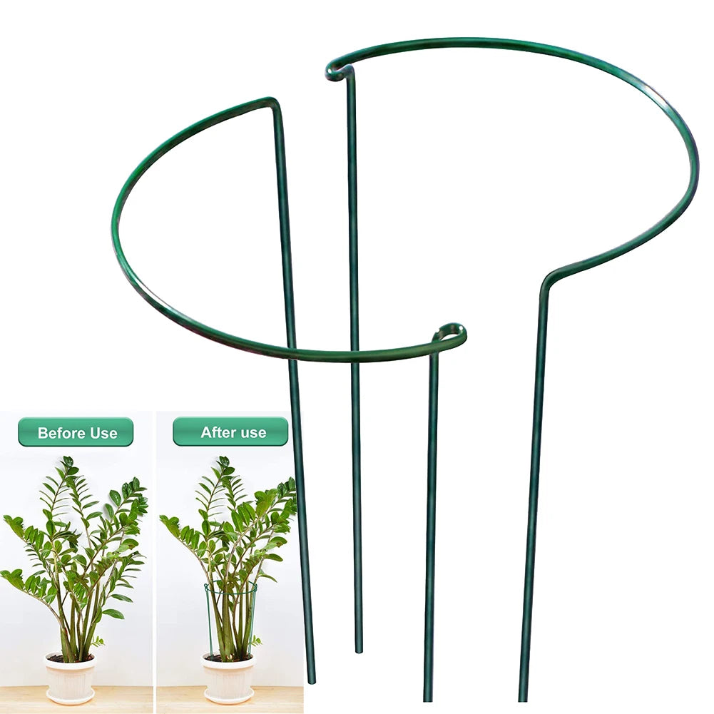 Support plante métal vert structure simple moderne jardin pot fleur