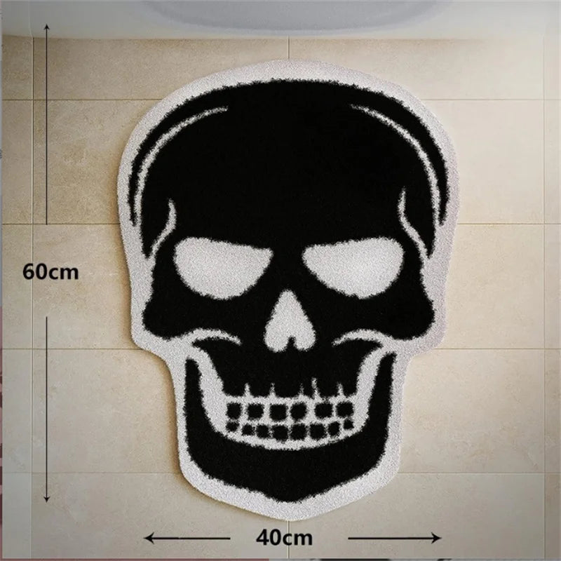 tapis bain halloween rétro citrouille fantômes crâne noir blanc antidérapant salon chambre salle bain