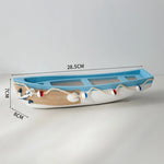 décoration maison bateau bois motif marin coquillages étoiles mer bleu blanc rouge