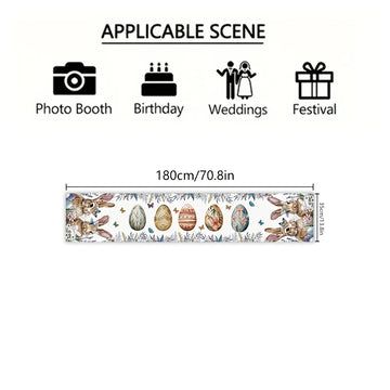 tableau chemin table illustratif lapins fleurs printemps blanc marron bleu vert rose