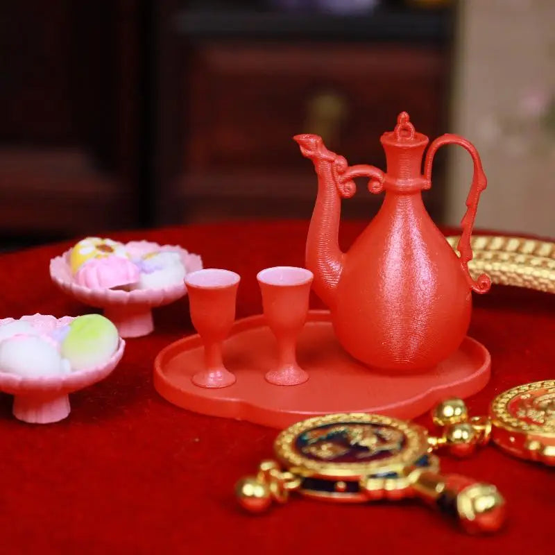 accessoires poupées résine cruche plateau coupes décor maison poupée traditionnelle coréenne