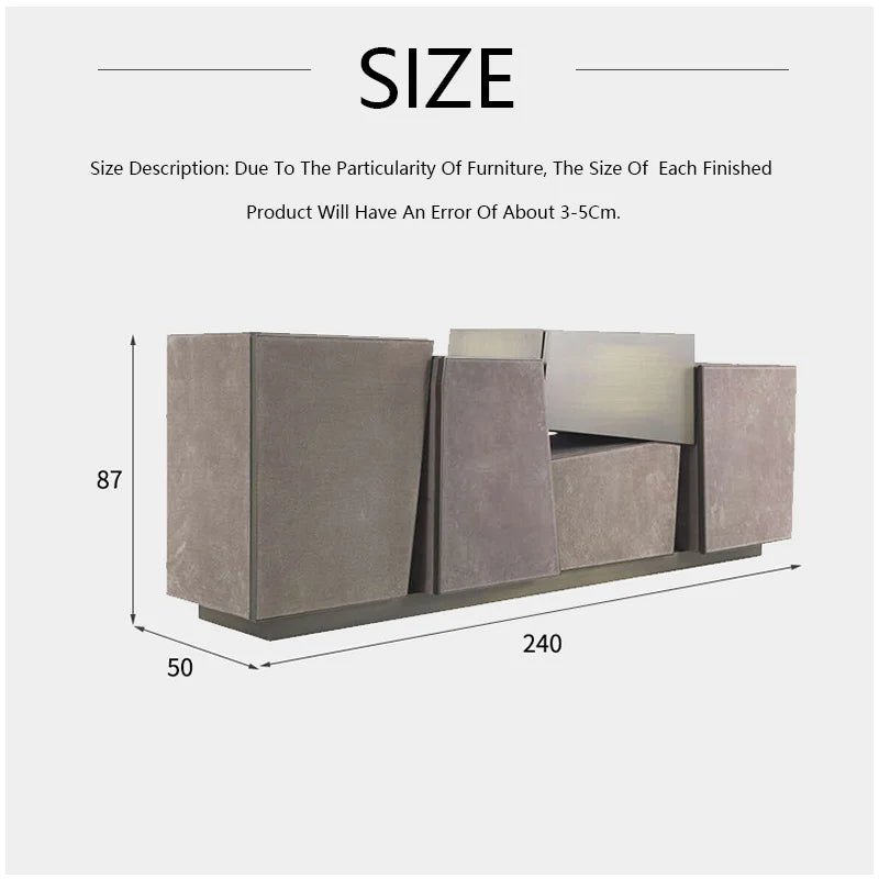 meuble bas multifonction moderne miroir gris buffet console décoration métal bois textures