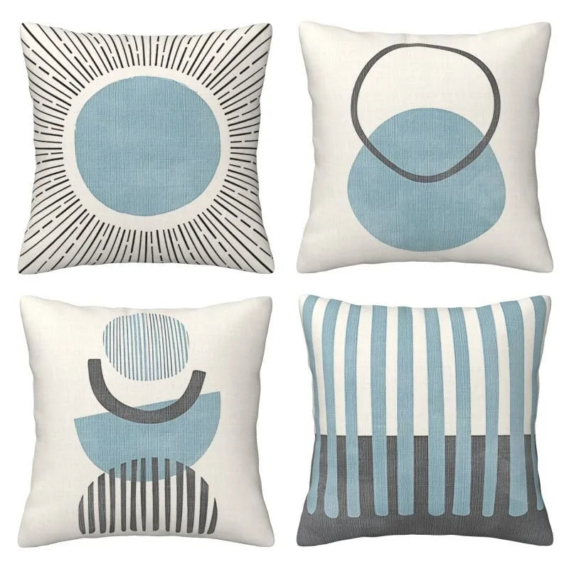 housse coussin polyester motif géométrique moderne blanc noir gris chambre salon voiture