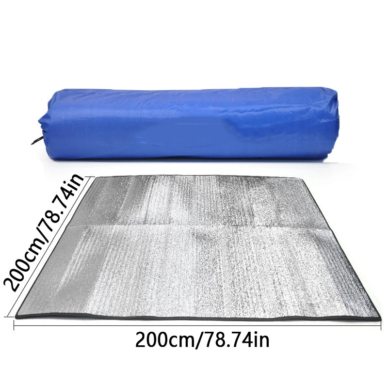 tapis sol bleu gris rayures horizontales moderne pique nique barbecue extérieur double face résistant