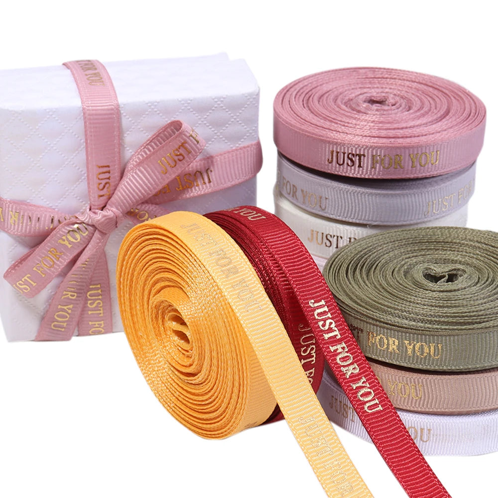 ruban polyester imprimé rayures just for you 10 yards beige rose gris blanc rouge