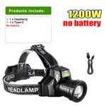 lampe frontale led rechargeable puissante 45w batterie 18650 camping pêche randonnée haute luminosité adjustable