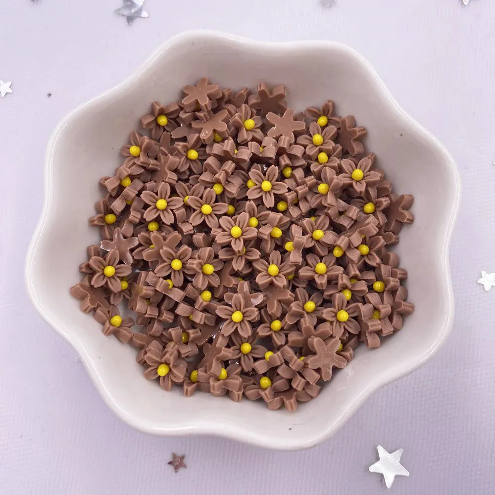 miniatures fleurs multicolores simples centrer jaune decoratives artisanat mariage scrapbooking